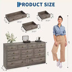 12-Drawer Wood Dresser with TV Stand Top