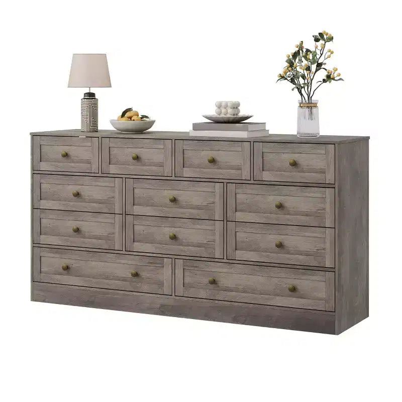 12-Drawer Wood Dresser with TV Stand Top