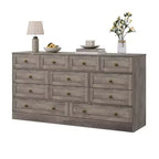 12-Drawer Wood Dresser with TV Stand Top