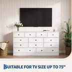 12-Drawer Wood Dresser with TV Stand Top