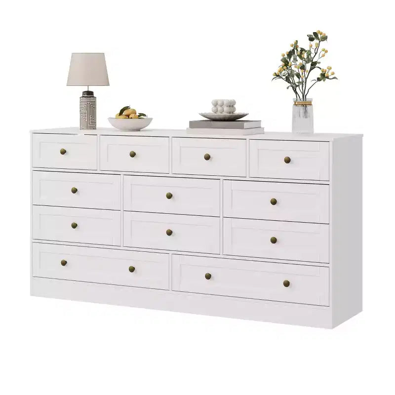 12-Drawer Wood Dresser with TV Stand Top