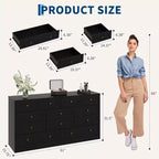 12-Drawer Wood Dresser with TV Stand Top