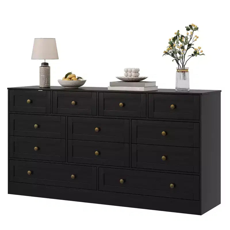 12-Drawer Wood Dresser with TV Stand Top