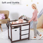 Baby Changing Table with Laundry Hamper and 3 Drawer Basket Storage