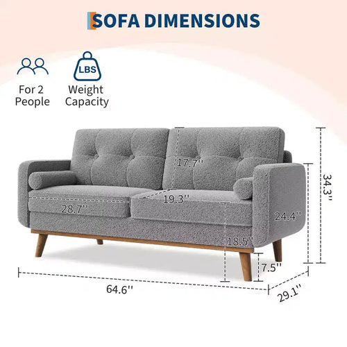 2-Seater Upholstered Sofa for Living Room