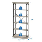 5-Tier Bookshelf with Metal Frame