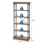 5-Tier Bookshelf with Metal Frame