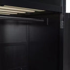 Full Size Loft Bed with Desk, Wardrobe, USB Port and LED Light