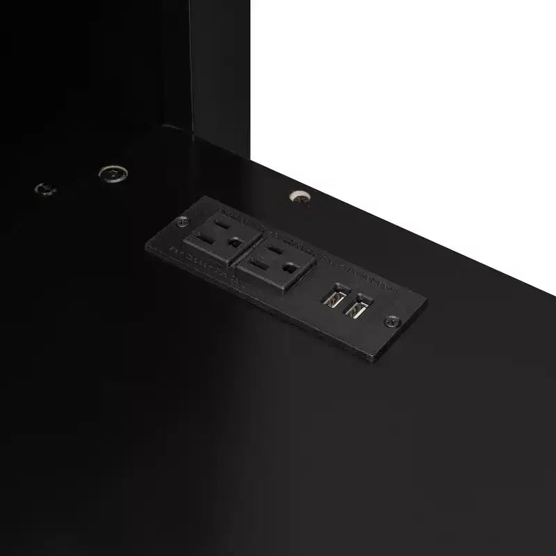 Full Size Loft Bed with Desk, Wardrobe, USB Port and LED Light