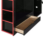 Full Size Loft Bed with Desk, Wardrobe, USB Port and LED Light