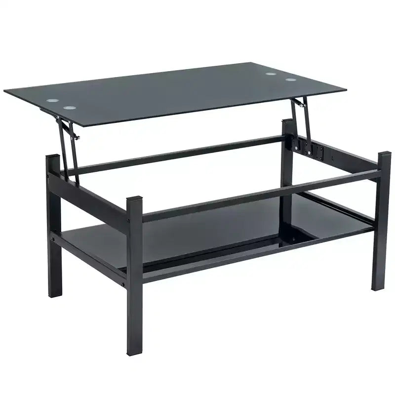 Glass Lift Top Coffee Table with Metal Frame