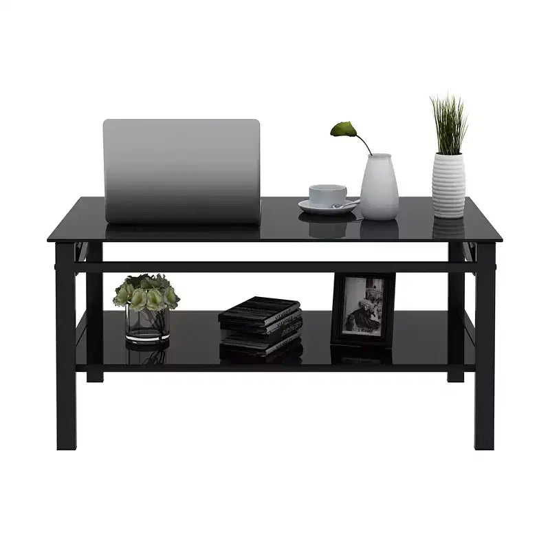 Glass Lift Top Coffee Table with Metal Frame