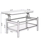 Glass Lift Top Coffee Table with Metal Frame