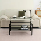 Glass Lift Top Coffee Table with Metal Frame