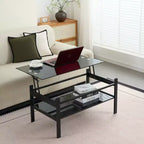 Glass Lift Top Coffee Table with Metal Frame