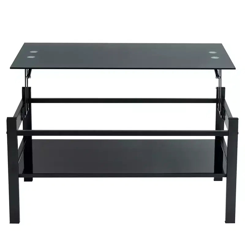 Glass Lift Top Coffee Table with Metal Frame