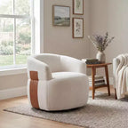 Swivel Barrel Accent Chair with Wood Frame and Metal Legs