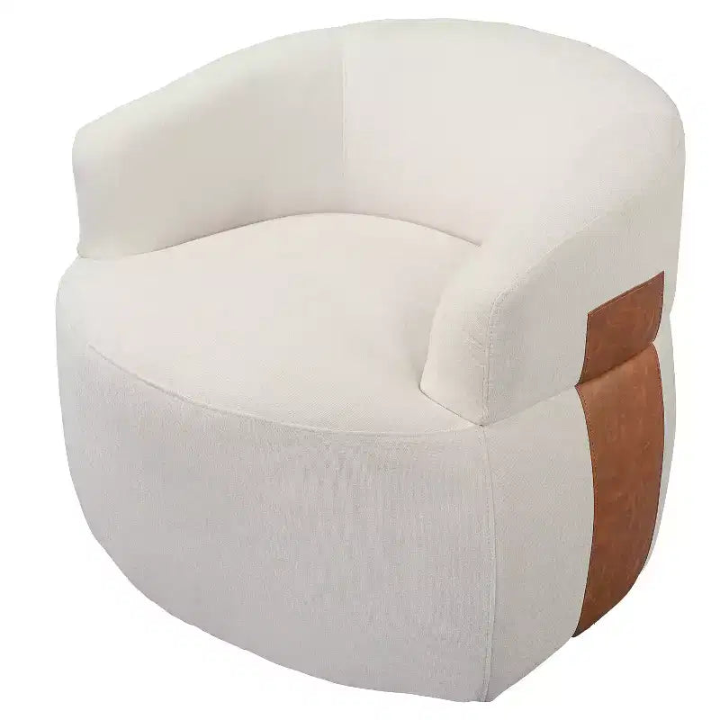Swivel Barrel Accent Chair with Wood Frame and Metal Legs