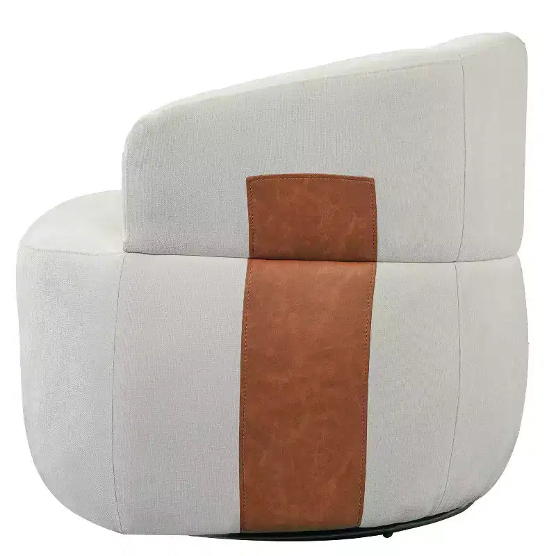 Swivel Barrel Accent Chair with Wood Frame and Metal Legs