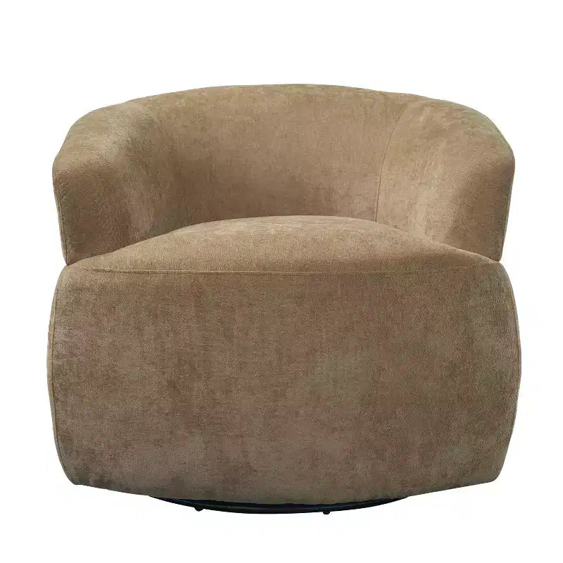 Swivel Barrel Accent Chair with Wood Frame and Metal Legs