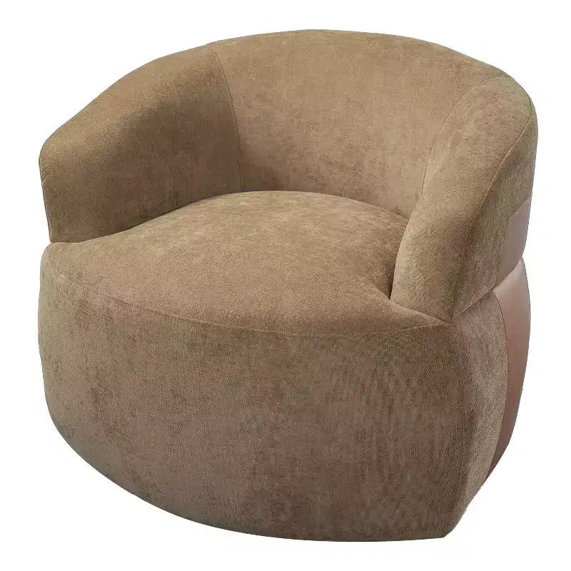 Swivel Barrel Accent Chair with Wood Frame and Metal Legs