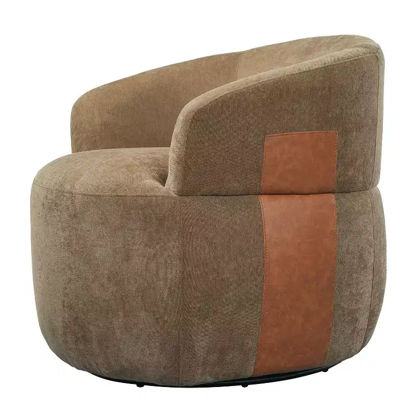 Swivel Barrel Accent Chair with Wood Frame and Metal Legs