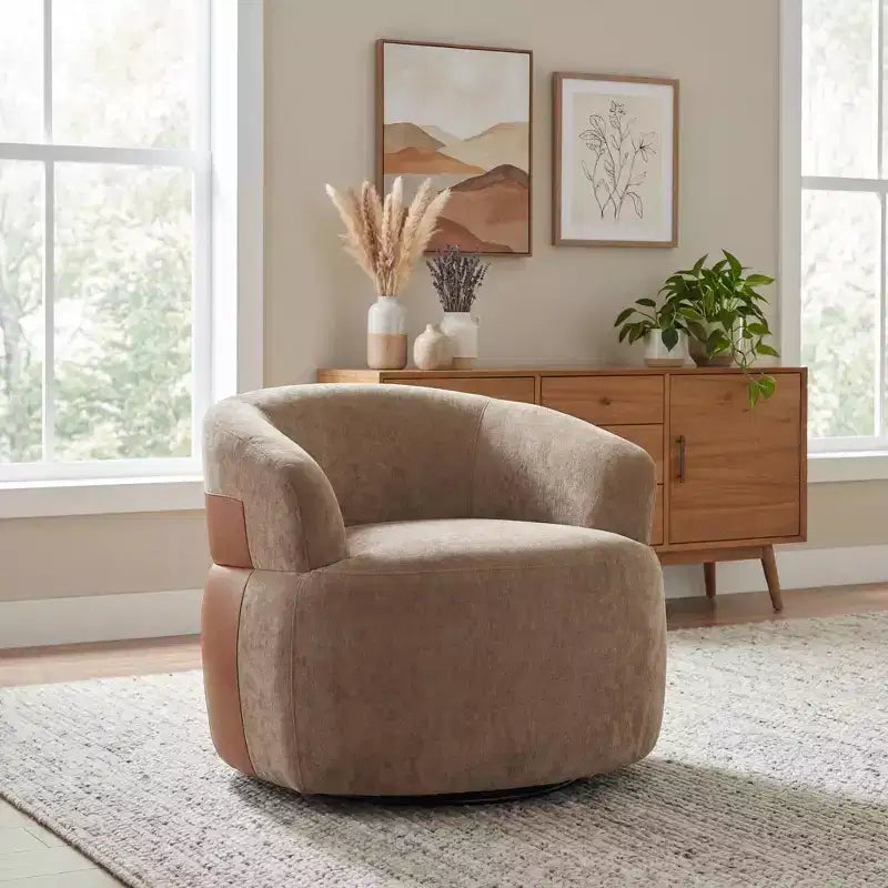 GDFStudio Winnie Modern Swivel Accent Chair with Wood Frame and Metal Legs