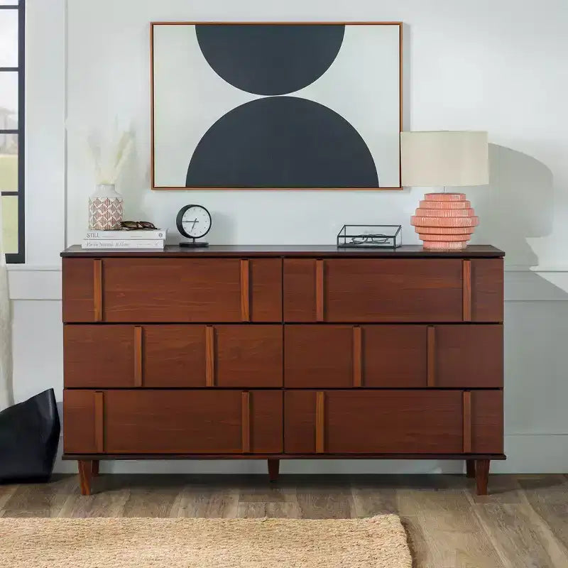 Solid Wood 6-Drawer Double Dresser
