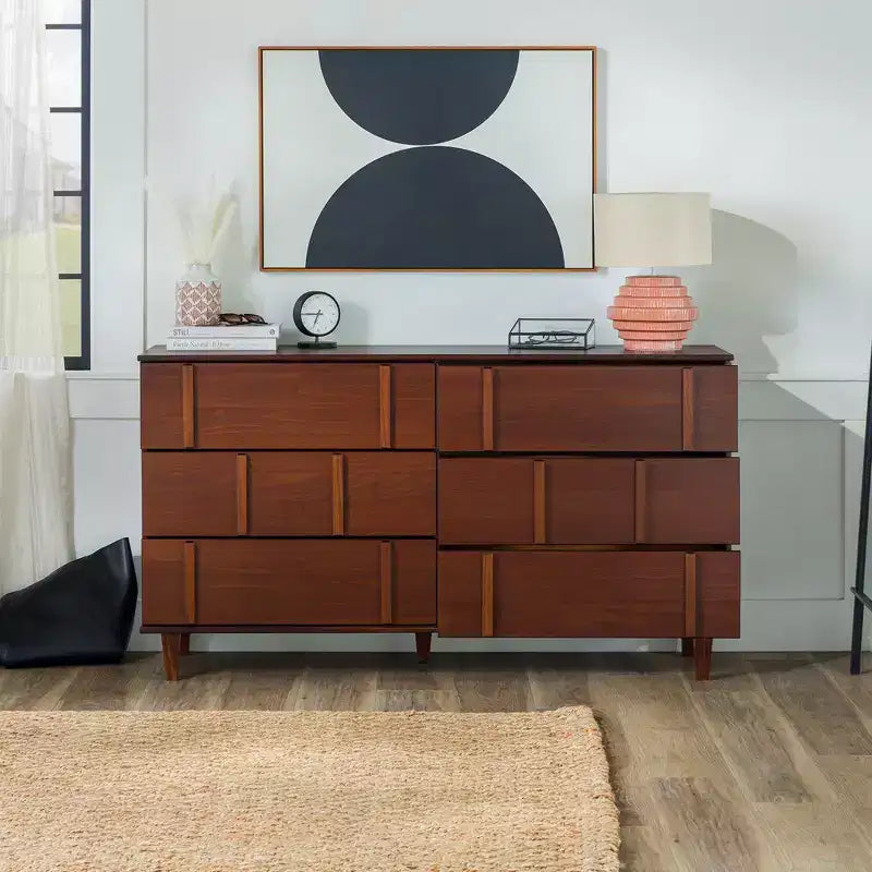 Solid Wood 6-Drawer Double Dresser