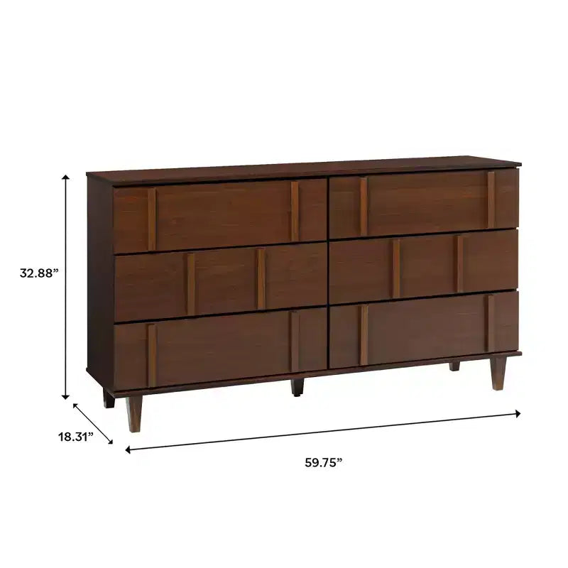 Solid Wood 6-Drawer Double Dresser