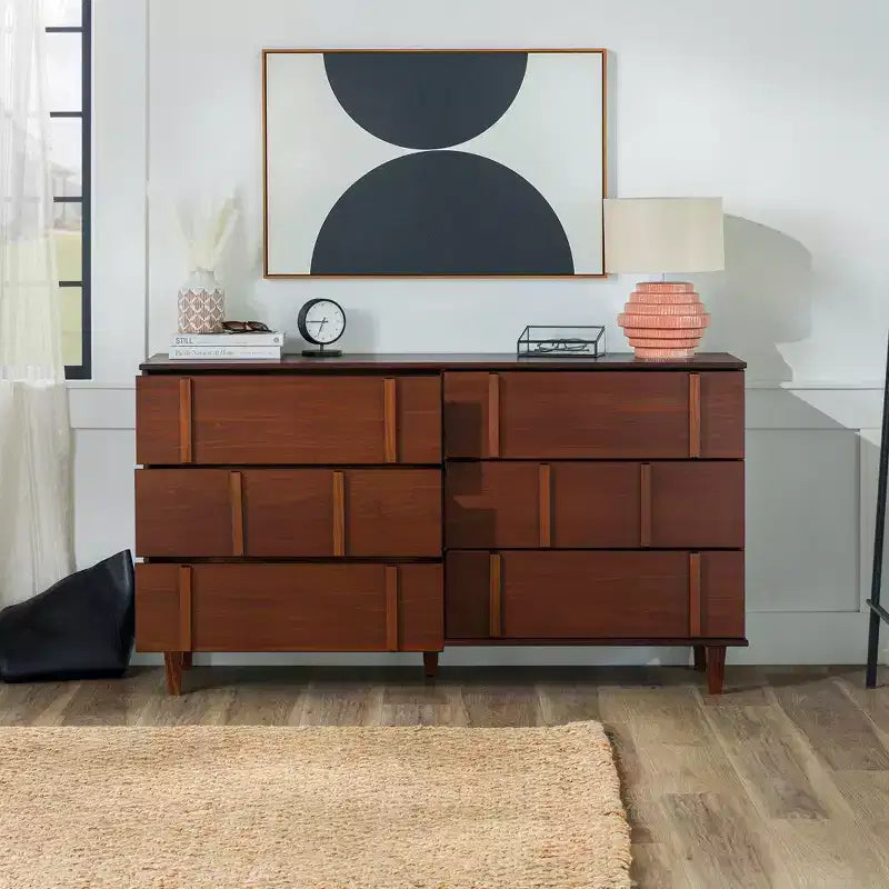 Solid Wood 6-Drawer Double Dresser