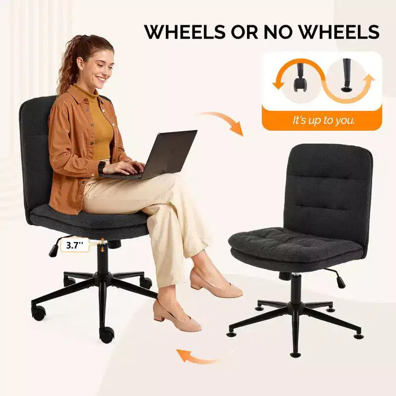 Chaise de bureau sans accoudoirs rembourrée avec roulettes