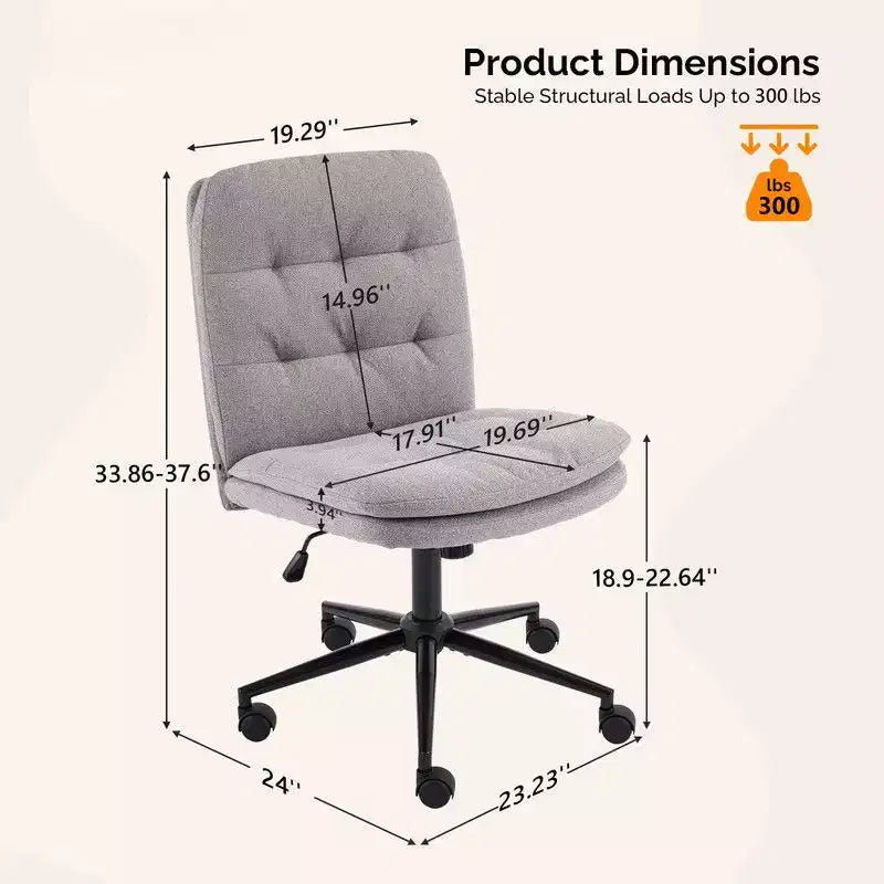 Chaise de bureau sans accoudoirs rembourrée avec roulettes