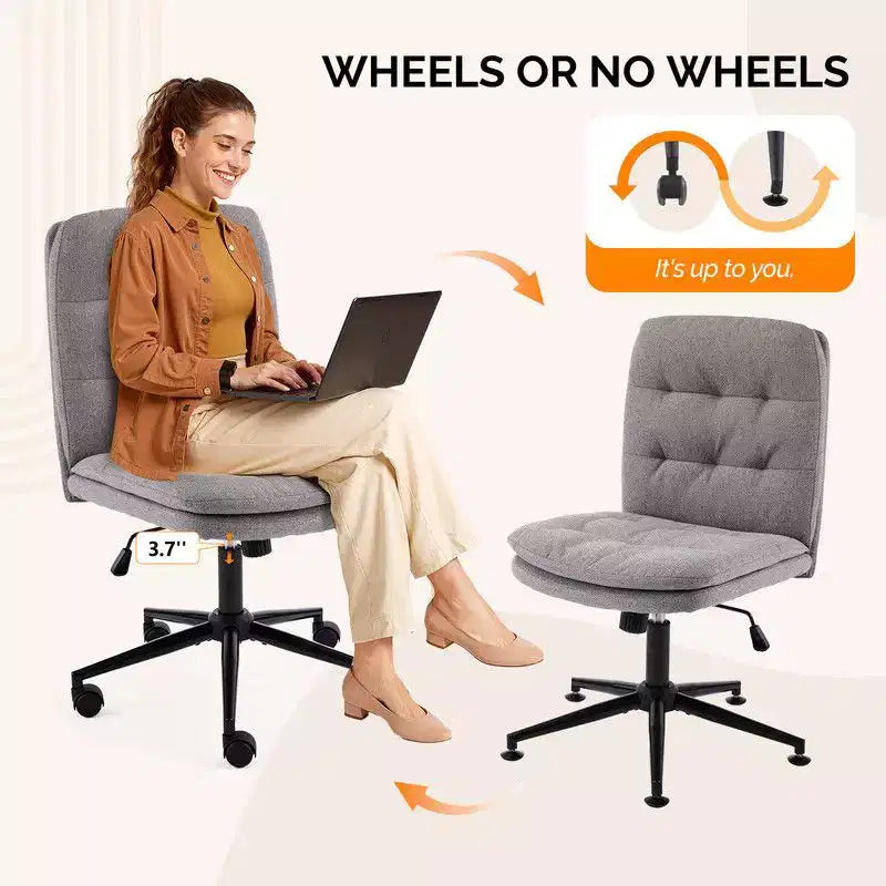 Chaise de bureau sans accoudoirs rembourrée avec roulettes