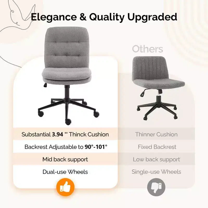 Chaise de bureau sans accoudoirs rembourrée avec roulettes