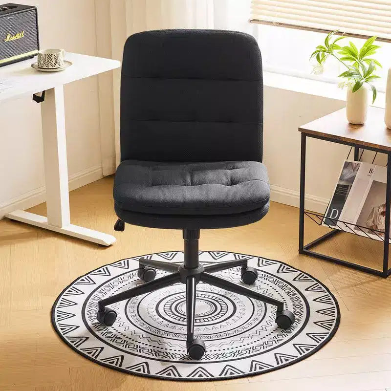Upholstered Armless Office Desk Chair with Wheels