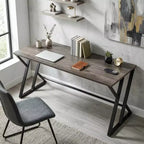 55 Inch Industrial Writing Desk with Z-Shaped Metal Frame