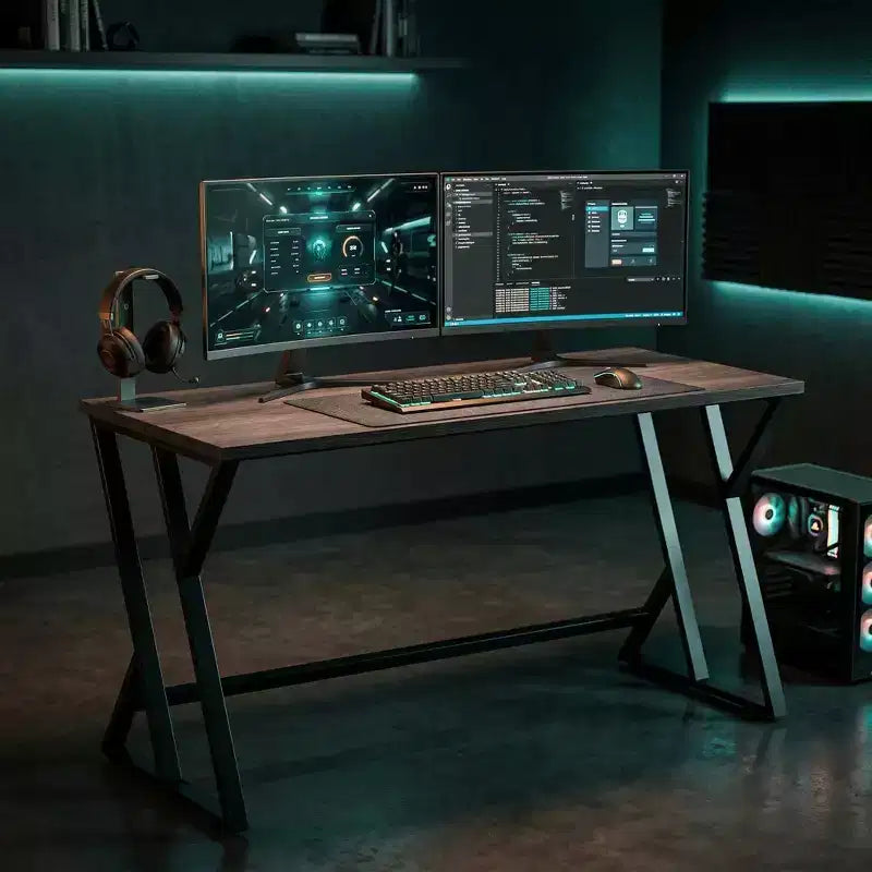 55 Inch Industrial Writing Desk with Z-Shaped Metal Frame
