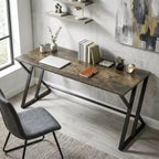55 Inch Industrial Writing Desk with Z-Shaped Metal Frame