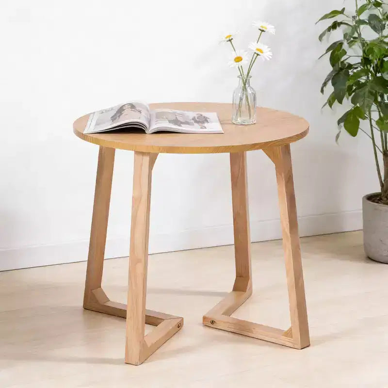 24" Round Coffee Table with V-Shaped Legs, Mid Century Modern Style