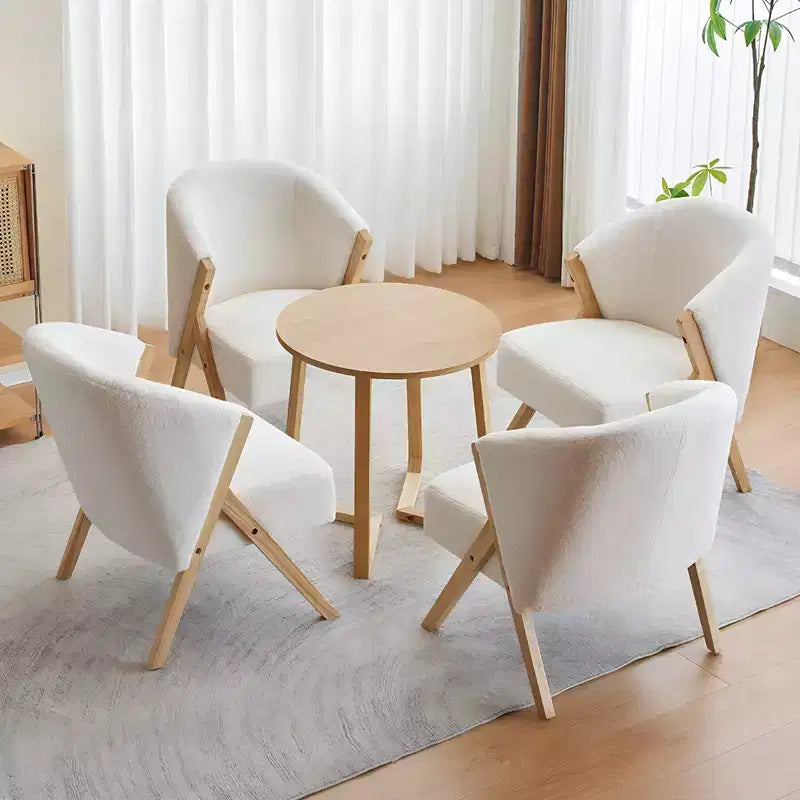 24" Round Coffee Table with V-Shaped Legs, Mid Century Modern Style