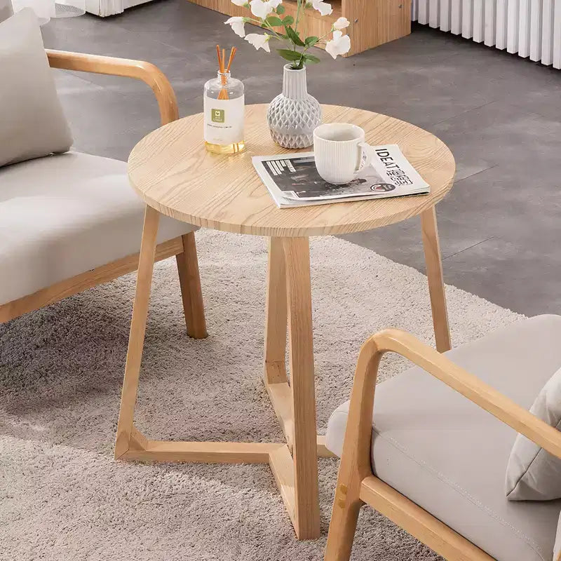24" Round Coffee Table with V-Shaped Legs, Mid Century Modern Style