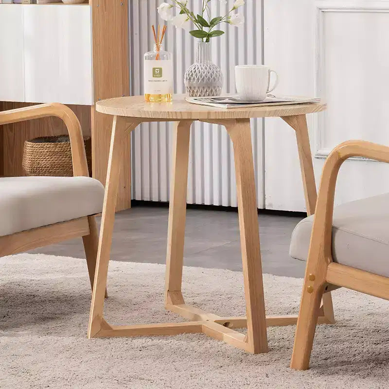 24" Round Coffee Table with V-Shaped Legs, Mid Century Modern Style