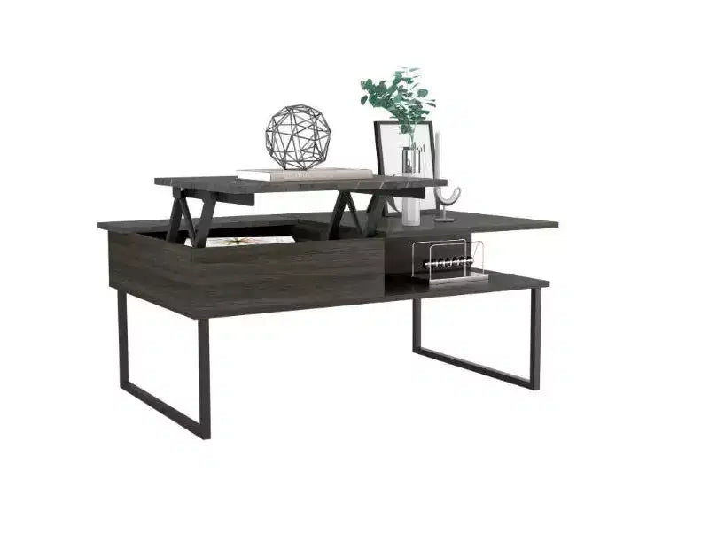 Lift Top Coffee Table with Storage Shelf, Black