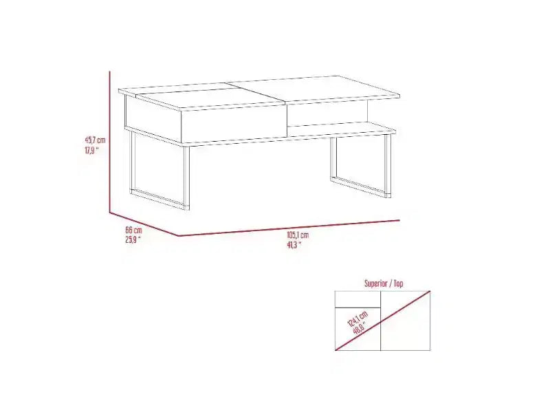 Lift Top Coffee Table with Storage Shelf, Black