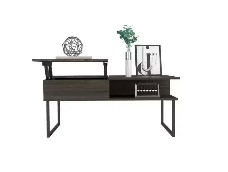 Lift Top Coffee Table with Storage Shelf, Black