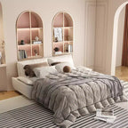 Velvet Convertible Sofa Bed, 3-Seater Pull-Out Sleeper Couch, 3-in-1 Foldable Sofa for Living Room or Apartment, Beige