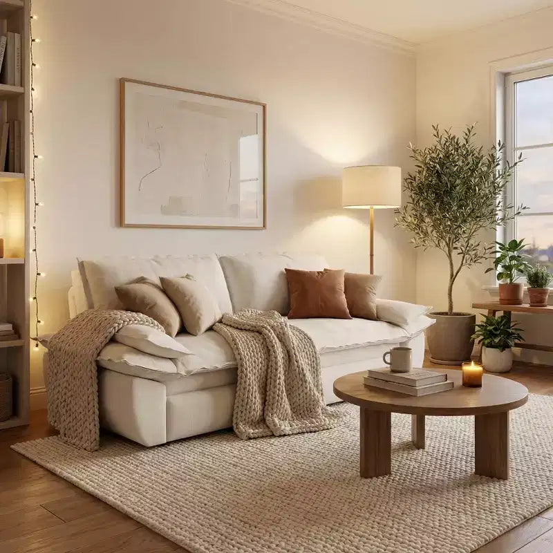 Velvet Convertible Sofa Bed, 3-Seater Pull-Out Sleeper Couch, 3-in-1 Foldable Sofa for Living Room or Apartment, Beige