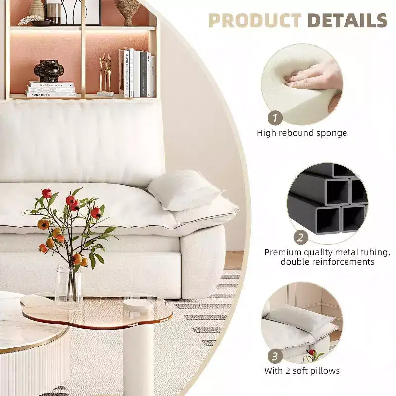 Velvet Convertible Sofa Bed, 3-Seater Pull-Out Sleeper Couch, 3-in-1 Foldable Sofa for Living Room or Apartment, Beige