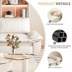 Velvet Convertible Sofa Bed, 3-Seater Pull-Out Sleeper Couch, 3-in-1 Foldable Sofa for Living Room or Apartment, Beige